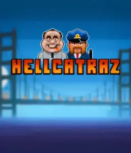 Dive into the action-packed world of the Hellcatraz game by Relax Gaming, featuring a cartoonish prisoner and a guard with the infamous Alcatraz prison and San Francisco skyline in the background. This image captures the fun and humor of an escape-themed game, perfect for players looking for a unique slot experience, delivering a nostalgic gaming experience. 